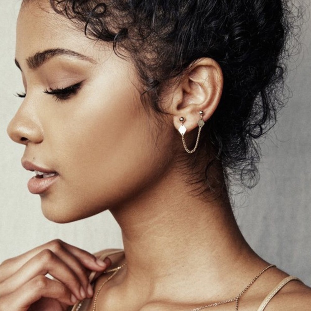 New simple studded ball and chain earrings